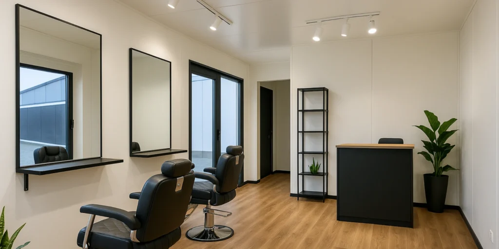 salon fryzjerski w kontenerze
