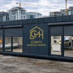 Kontener budowlany z biurem oraz zapleczem noclegowym dla pracowników na terenie budowy