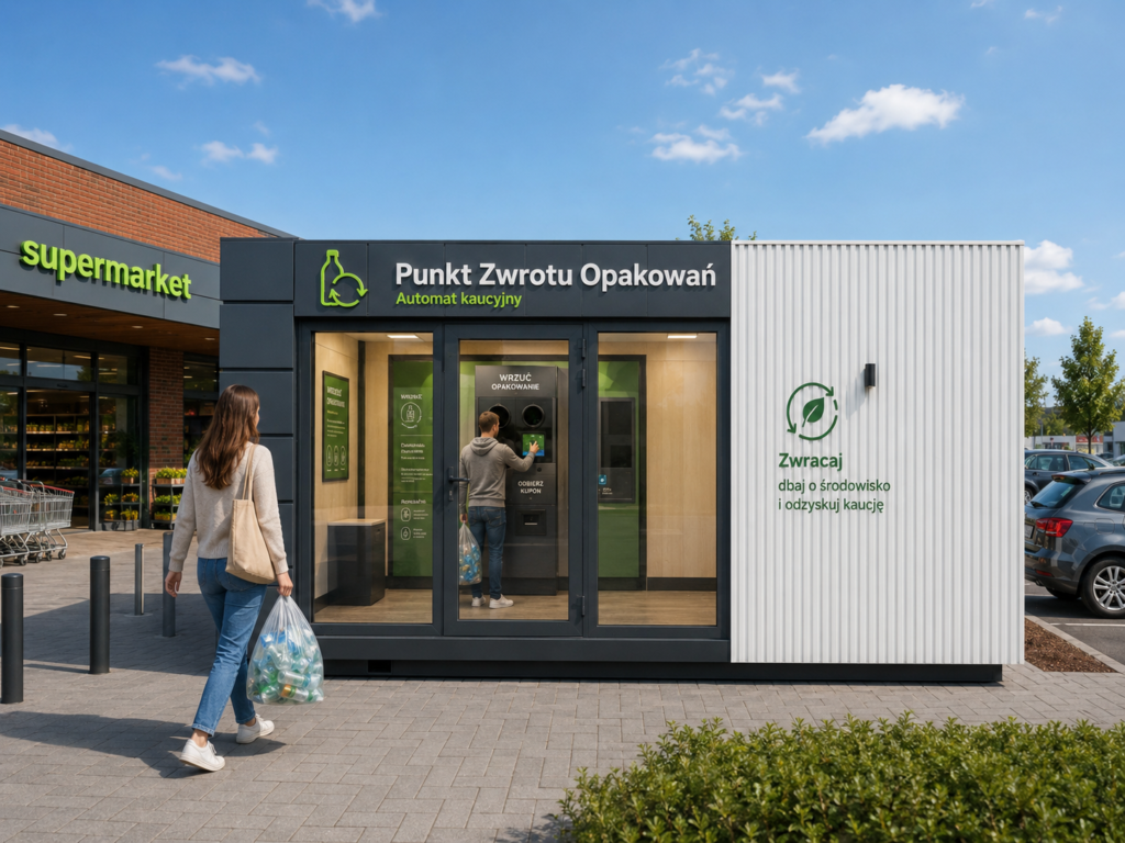 kontener pod automat kaucyjny przy sklepie